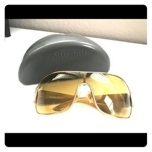 Miu Miu Goldtone Blade Style Sunglasses